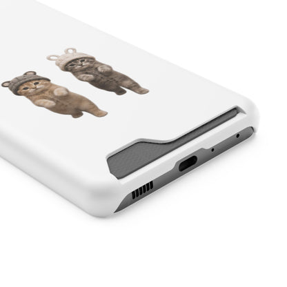 Kawaii Cats with Bear & Bunny  Cute Cat Duo Phone Card Case