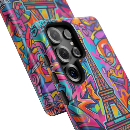 Cat Graffiti Eiffel Phone Case — Colorful Urban Parisian iPhone Cover