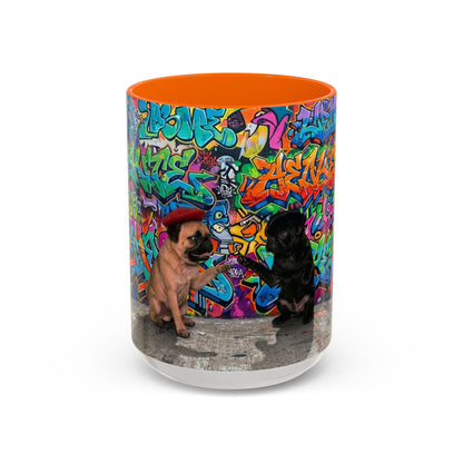 Graffiti Pug Coffee Mug — Colorful Street Art Accent Mug (11/15oz)