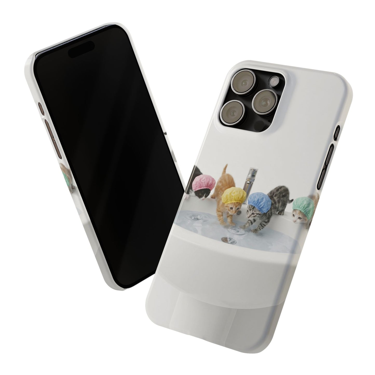 Slim Phone Case — Cute Kittens in Bathtub Design