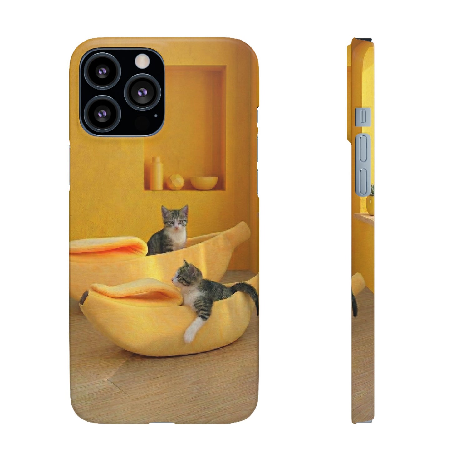 Cat Cozy Phone Case – Cute Kittens in Yellow Living Room Snap Case