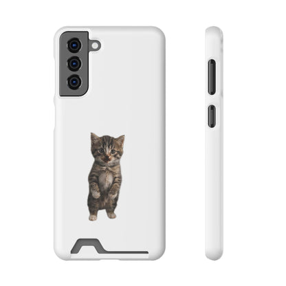 Cute Standing Kitten Phone Case with Card Holder