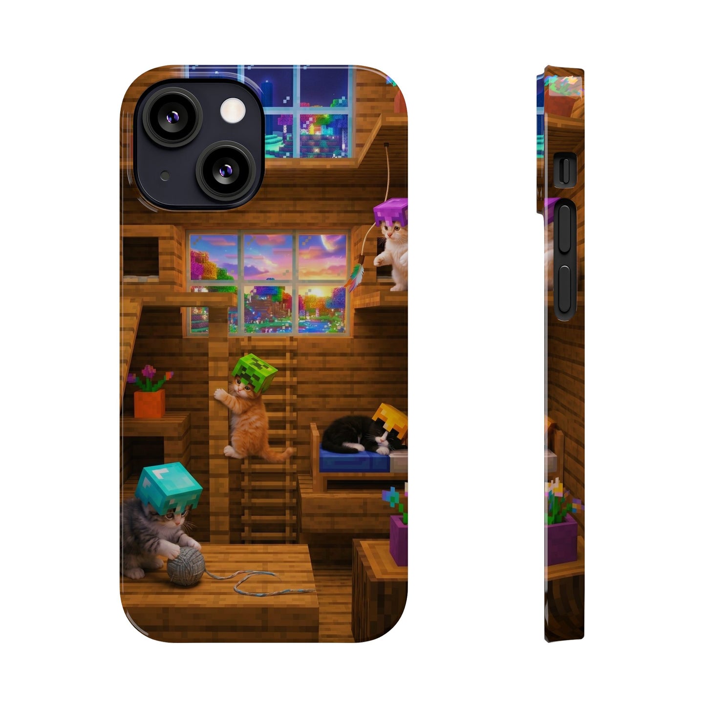Minecraft Cozy Treehouse Slim Phone Case — Gamer Pixel Cabin Design