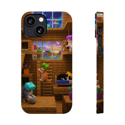 Minecraft Cozy Treehouse Slim Phone Case — Gamer Pixel Cabin Design