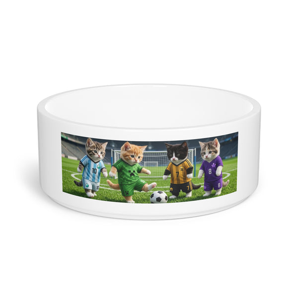 Soccer Kittens Pet Bowl — Cute Cat Soccer Team Ceramic Bowl for Dogs & Cats