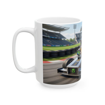 Racing Kittens Ceramic Mug (11oz, 15oz) – Cute Cat Formula Car Coffee Cup
