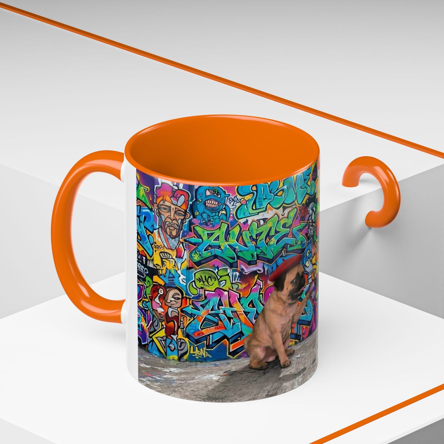 Graffiti Pug Coffee Mug — Colorful Street Art Accent Mug (11/15oz)