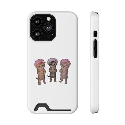 Cute Three Kittens Phone Case with Card Holder