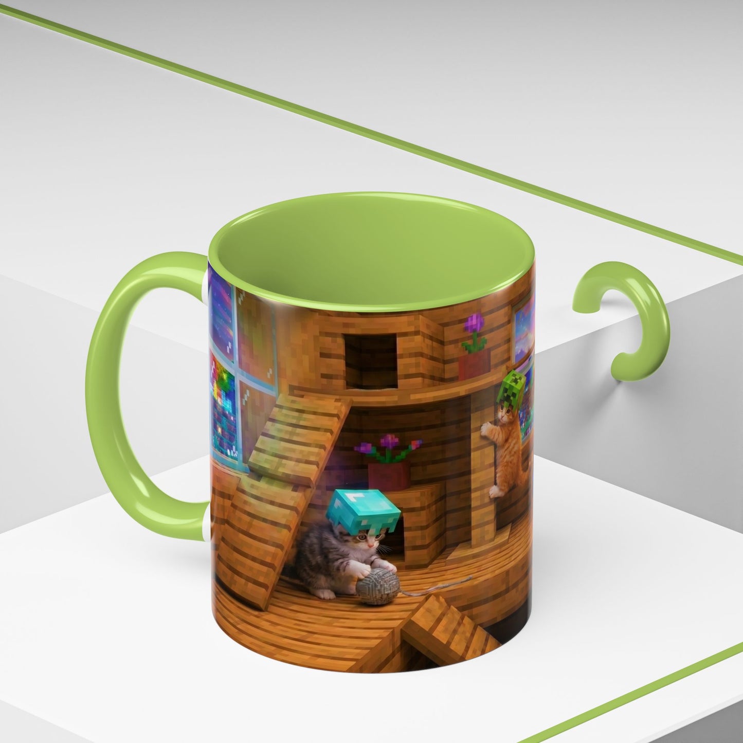 Cozy Cat Tree Accent Coffee Mug — Cute Kitten Window Scene (11/15 oz)