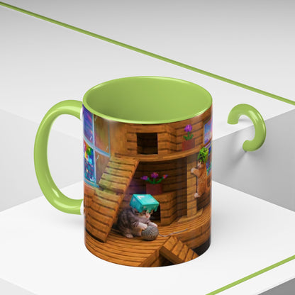 Cozy Cat Tree Accent Coffee Mug — Cute Kitten Window Scene (11/15 oz)