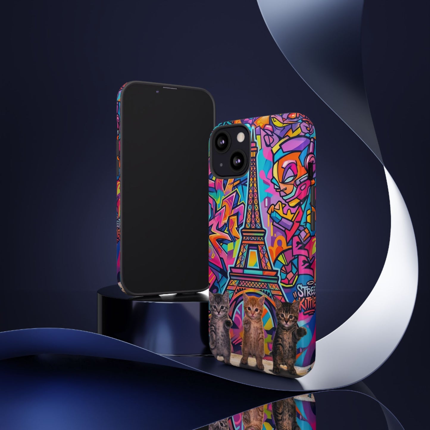 Cat Graffiti Eiffel Phone Case — Colorful Urban Parisian iPhone Cover