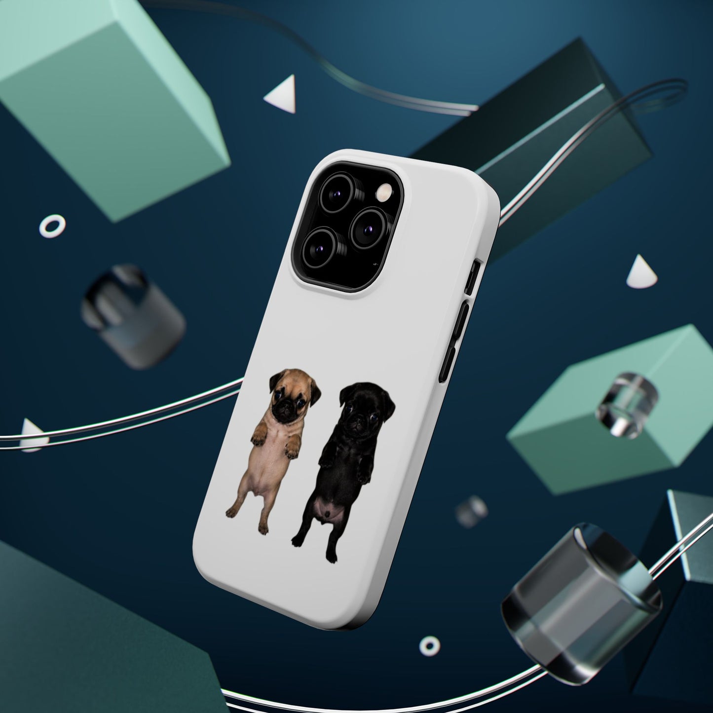 Cute Standing Pug Duo Magnetic Impact-Resistant Phone Case
