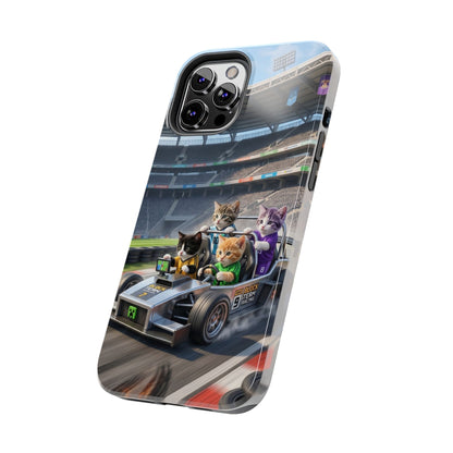 Racing Cats Tough Phone Case — Cute Kittens Driving Racecar Phone Cover
