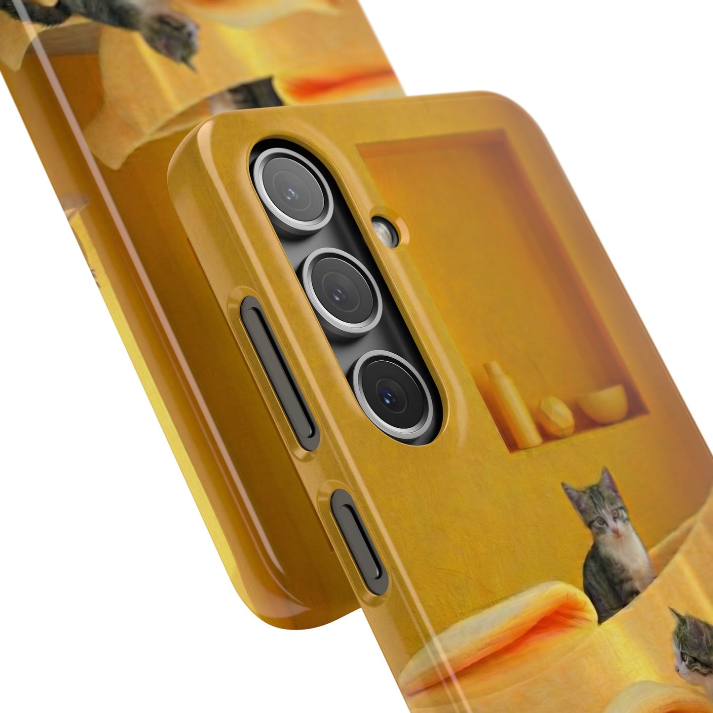 Cat Cozy Phone Case – Cute Kittens in Yellow Living Room Snap Case