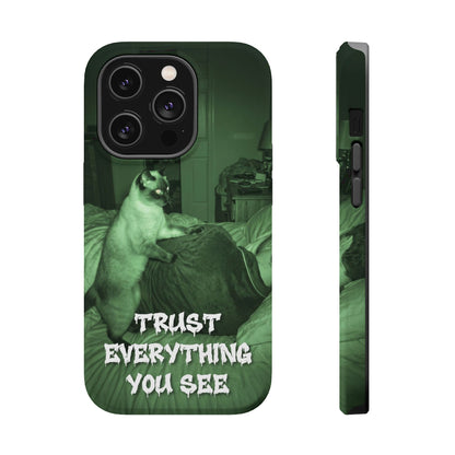 Phone Case 'Trust Everything You See' Green Dog Photo Magnetic Impact-Resistant Case
