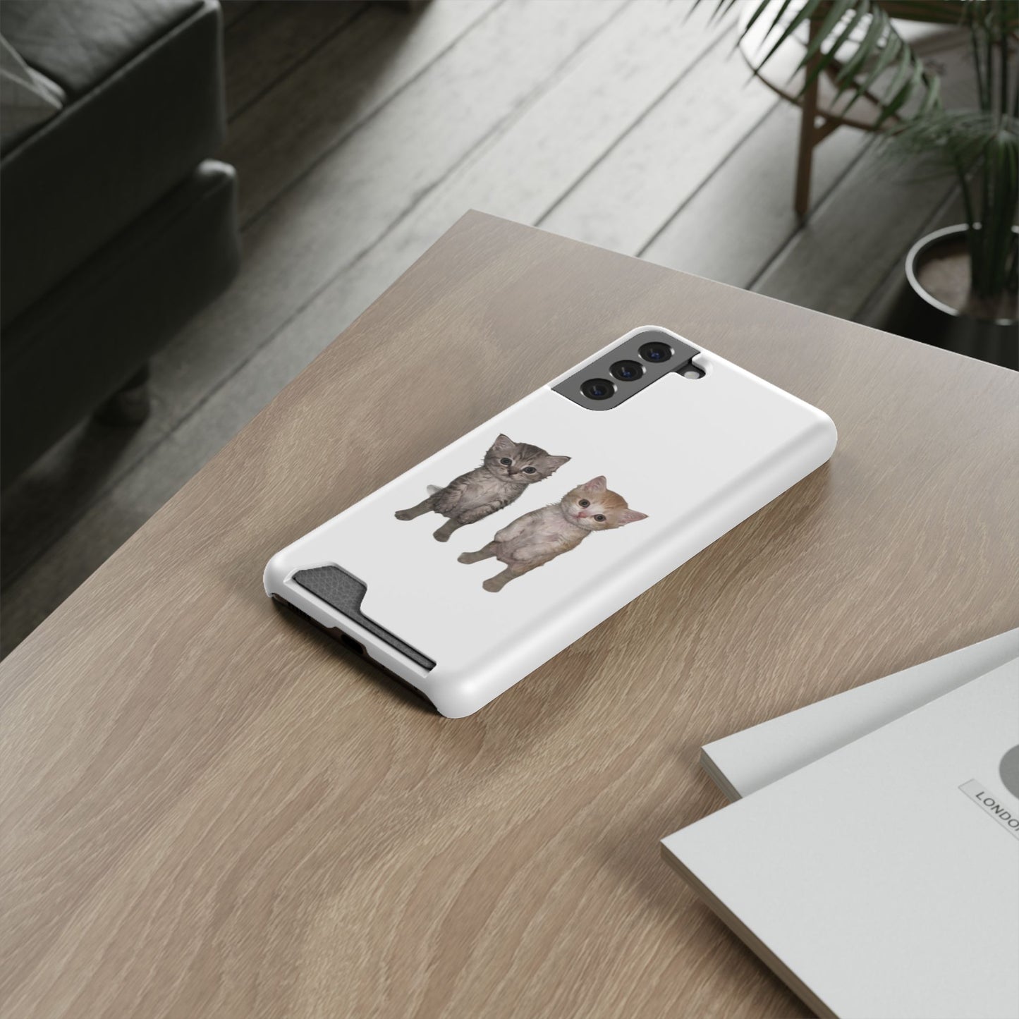 Duo Cute Kitten Phone Case with Card Holder