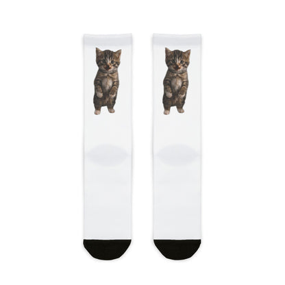 Cute Standing Kitten Sublimation Crew Socks