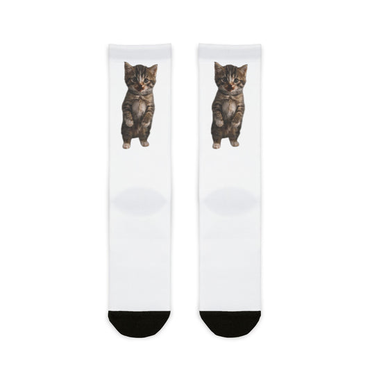Cute Standing Kitten Sublimation Crew Socks