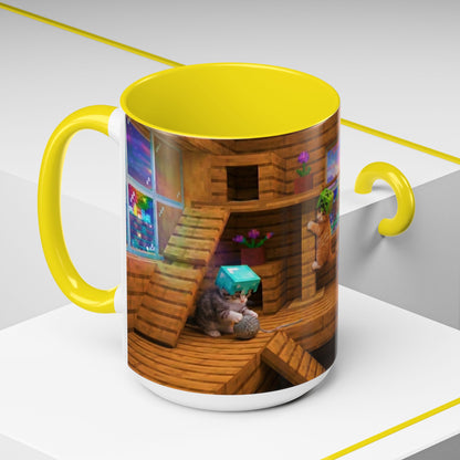 Cozy Cat Tree Accent Coffee Mug — Cute Kitten Window Scene (11/15 oz)