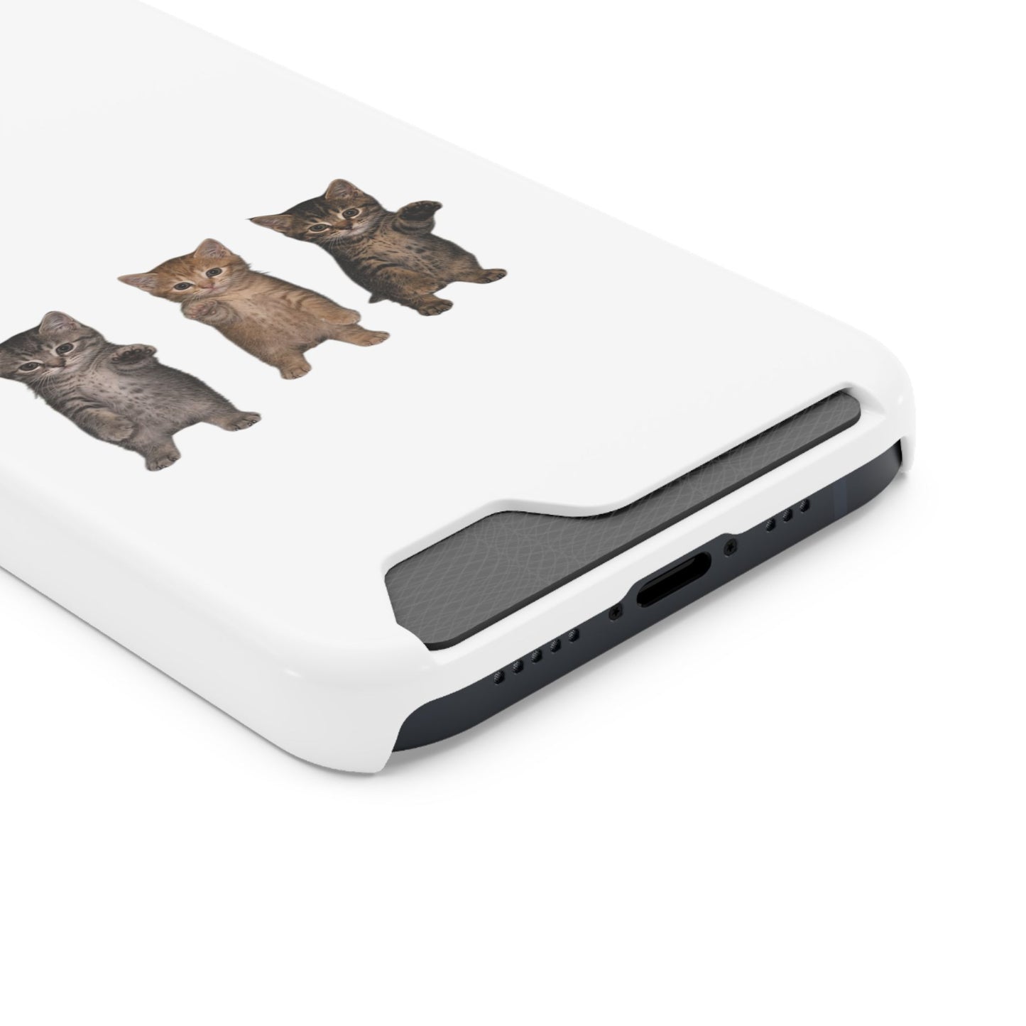 Cute Trio Kittens Phone Case with Card Holder