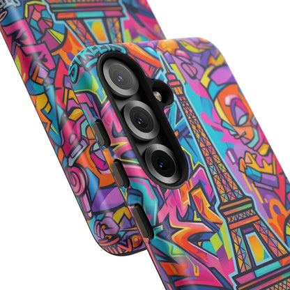Cat Graffiti Eiffel Phone Case — Colorful Urban Parisian iPhone Cover