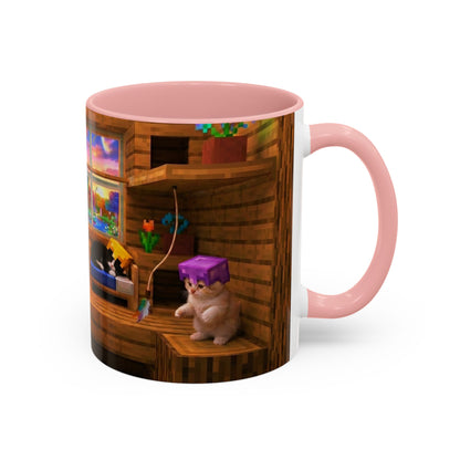Cozy Cat Tree Accent Coffee Mug — Cute Kitten Window Scene (11/15 oz)