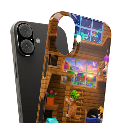 Minecraft Cozy Treehouse Slim Phone Case — Gamer Pixel Cabin Design