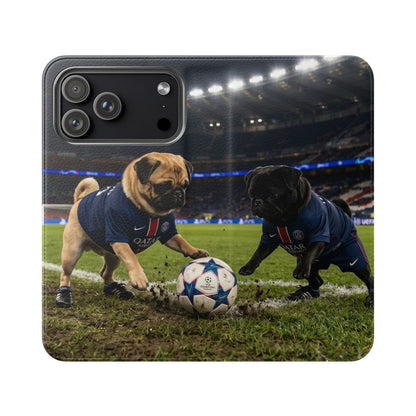 Flip Phone Case — Cute Soccer Pugs Design Wallet Cover