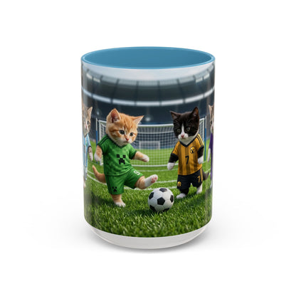 Soccer Kittens Accent Coffee Mug — Cute Cat Soccer Players 11/15oz