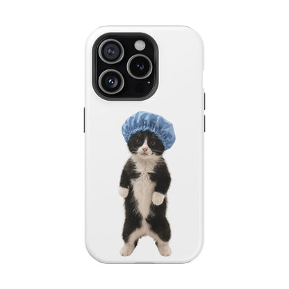 Cute Cat in Shower Cap Magnetic Impact-Resistant Phone Case