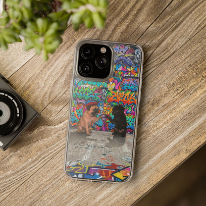 Clear Phone Case — Colorful Graffiti Pugs Design
