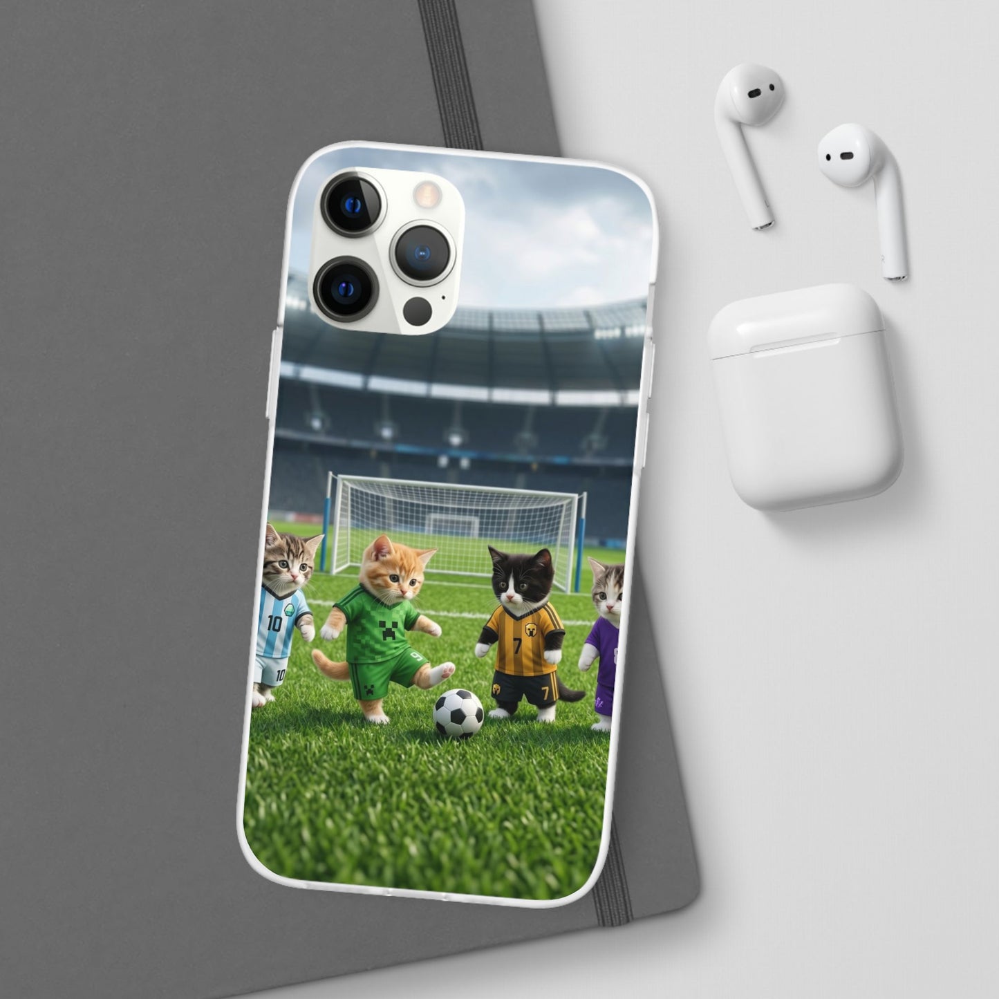 Cute Soccer Cats Phone Case — Kawaii Football Kit iPhone Cover