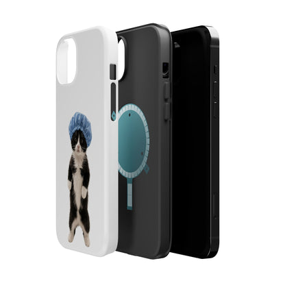 Cute Cat in Shower Cap Magnetic Impact-Resistant Phone Case