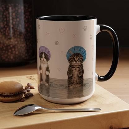 Cute Kittens in Shower Caps Accent Coffee Mug – 11/15oz
