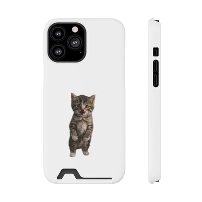 Cute Standing Kitten Phone Case with Card Holder