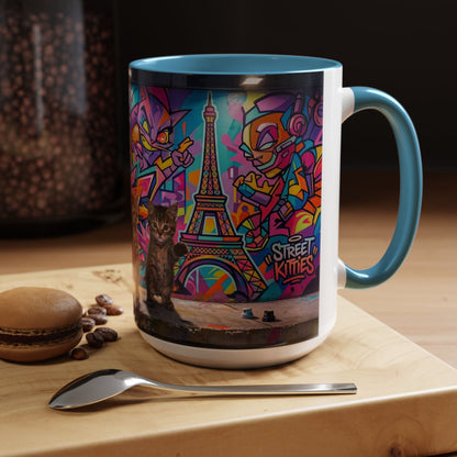 Street Kitties Graffiti Coffee Mug — Colorful Cat Art Accent Mug (11/15oz)