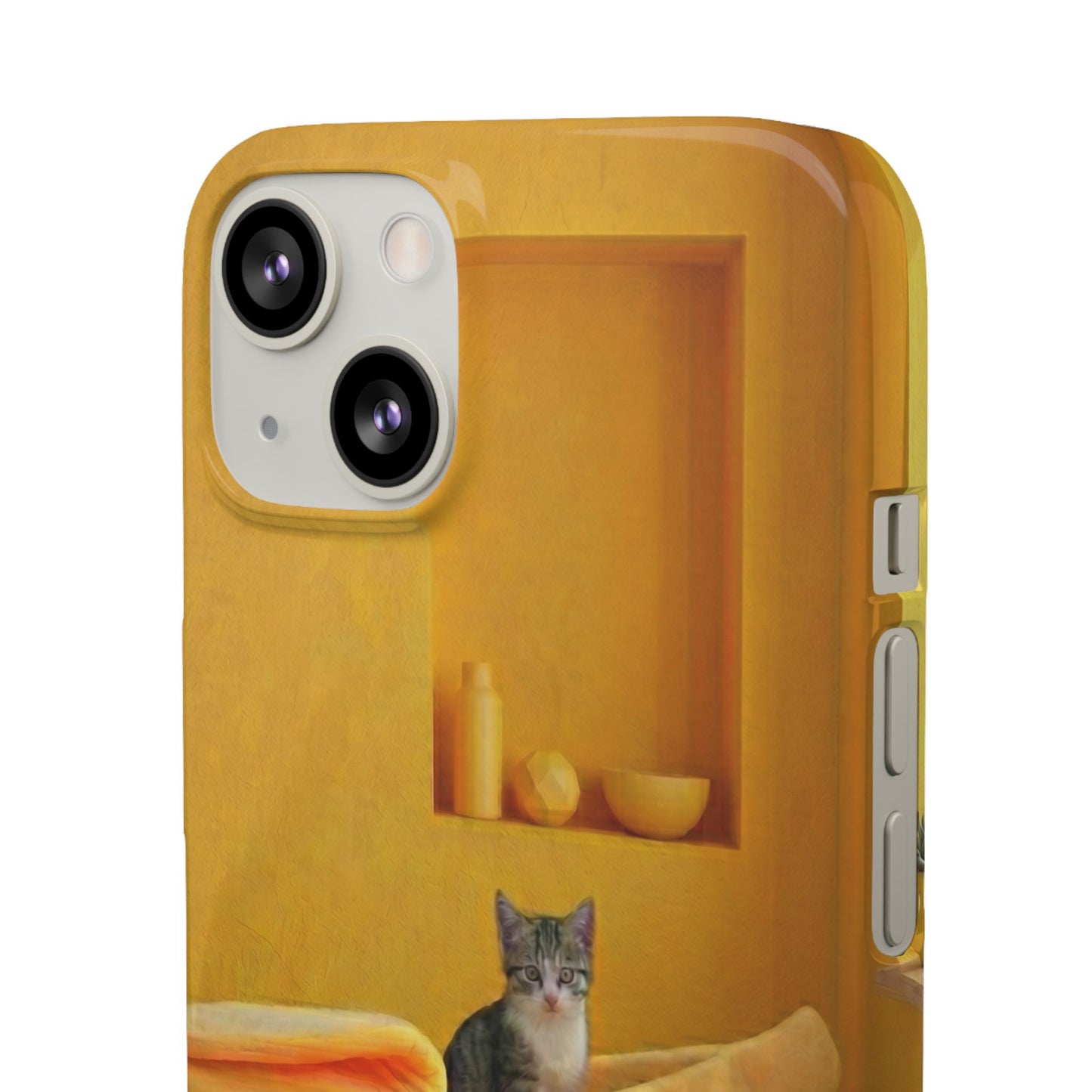 Cat Cozy Phone Case – Cute Kittens in Yellow Living Room Snap Case