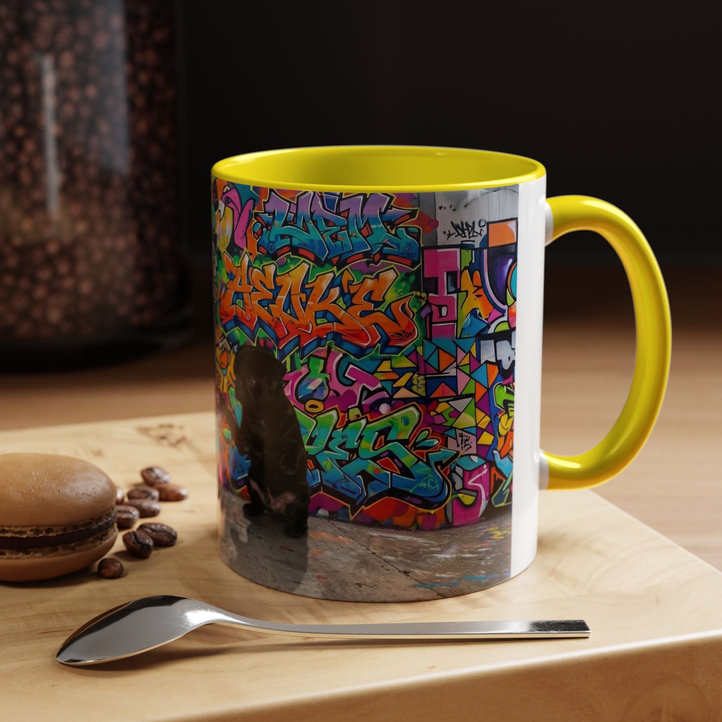 Graffiti Pug Coffee Mug — Colorful Street Art Accent Mug (11/15oz)