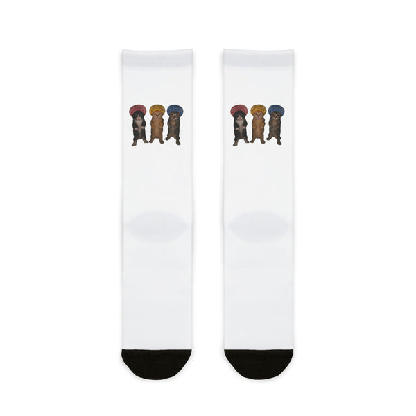 Cute Kittens in Bonnets Crew Socks