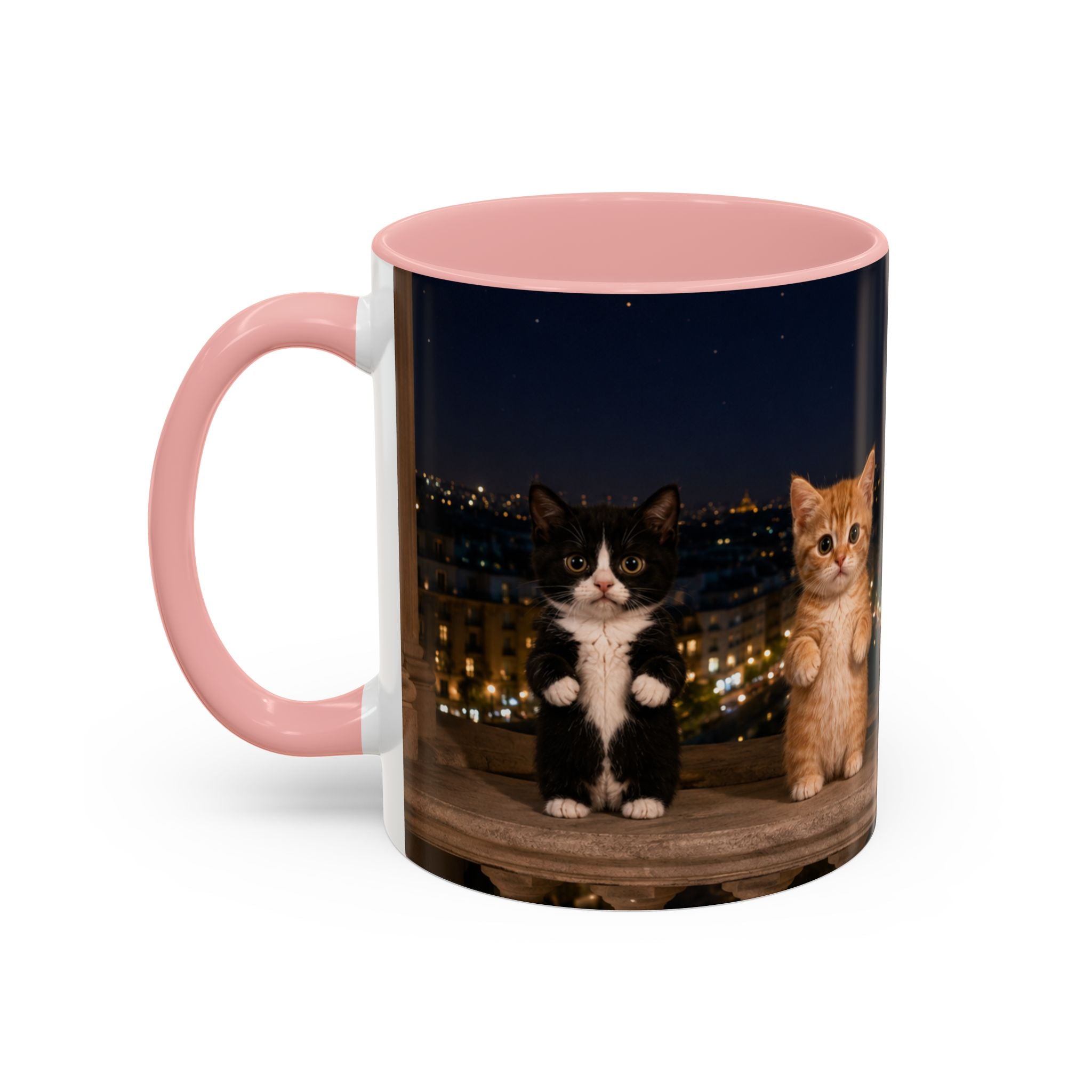 Paris Kittens Coffee Mug — Cute Cat Nightscape Accent Mug (11/15 oz)