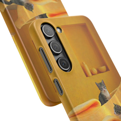 Cat Cozy Phone Case – Cute Kittens in Yellow Living Room Snap Case