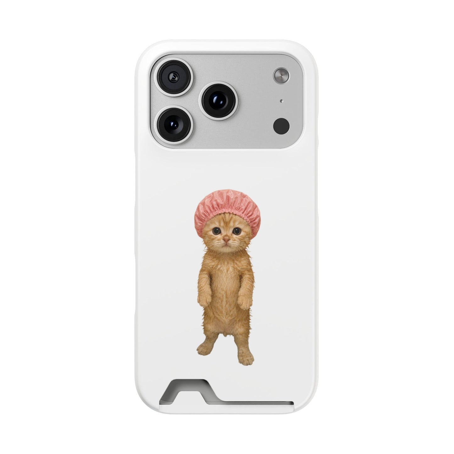 Cute Cat Shower Cap Phone Card Case