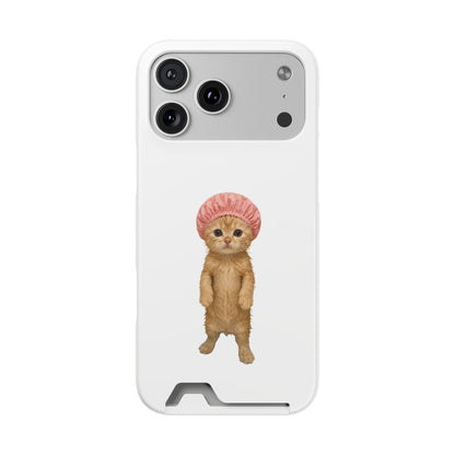 Cute Cat Shower Cap Phone Card Case