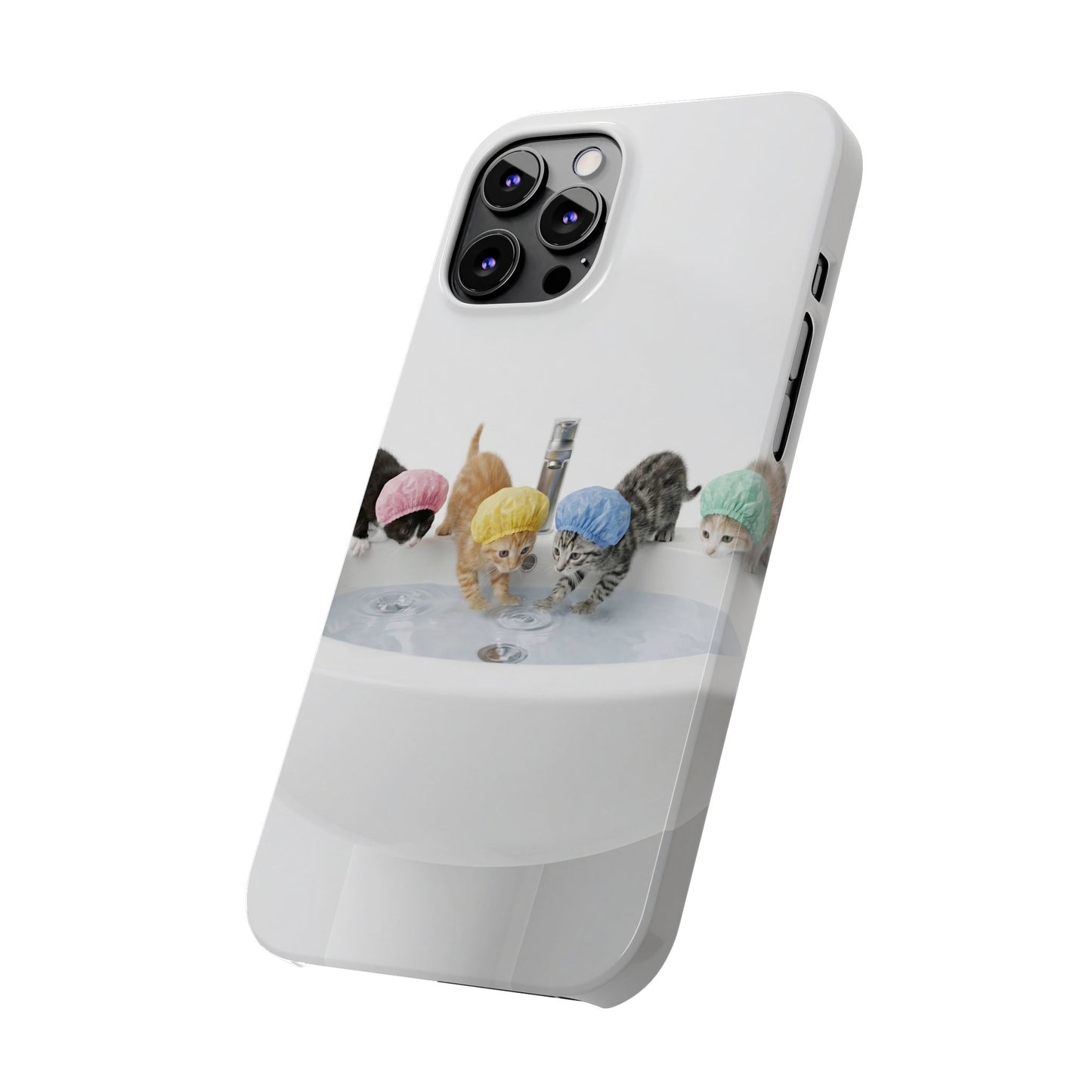 Slim Phone Case — Cute Kittens in Bathtub Design