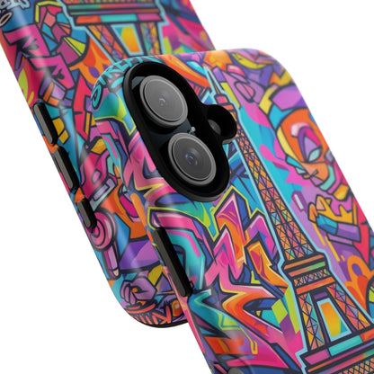 Cat Graffiti Eiffel Phone Case — Colorful Urban Parisian iPhone Cover