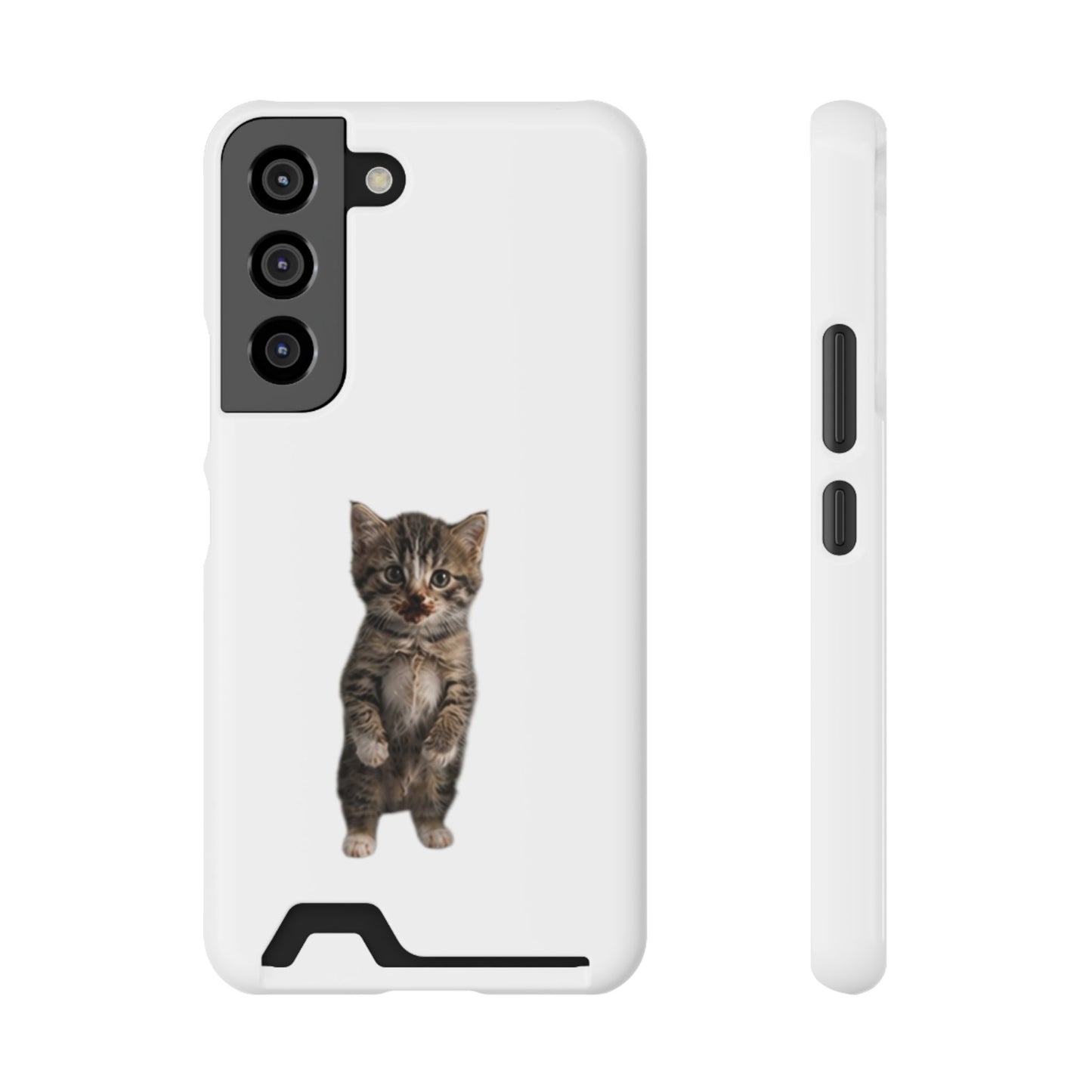Cute Standing Kitten Phone Case with Card Holder