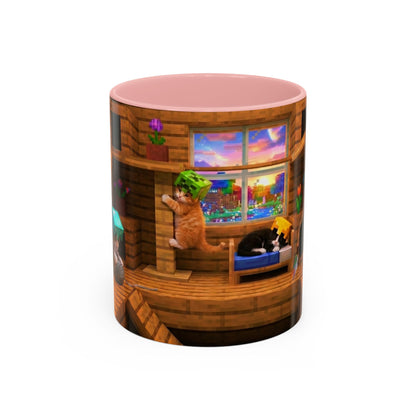 Cozy Cat Tree Accent Coffee Mug — Cute Kitten Window Scene (11/15 oz)