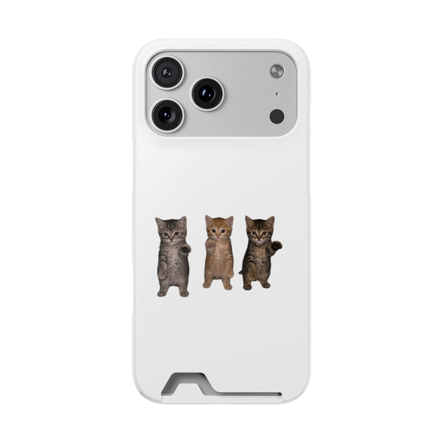 Cute Trio Kittens Phone Case with Card Holder