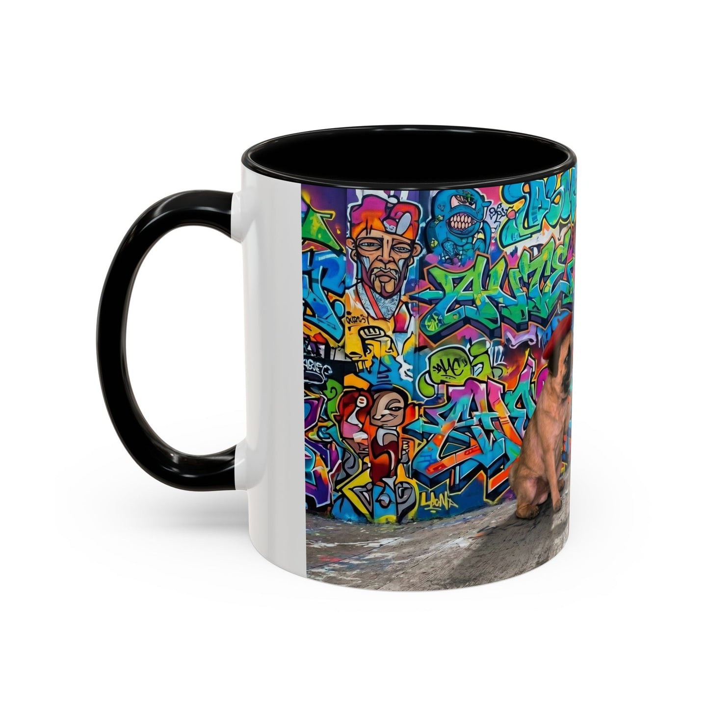 Graffiti Pug Coffee Mug — Colorful Street Art Accent Mug (11/15oz)