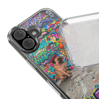 Clear Phone Case — Colorful Graffiti Pugs Design